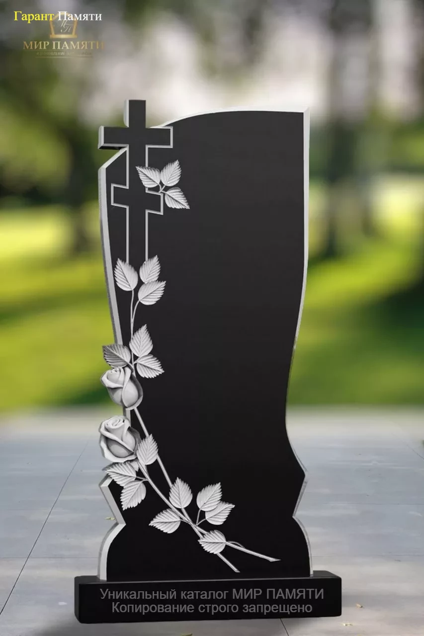 Памятник из гранита Розы с крестом 221